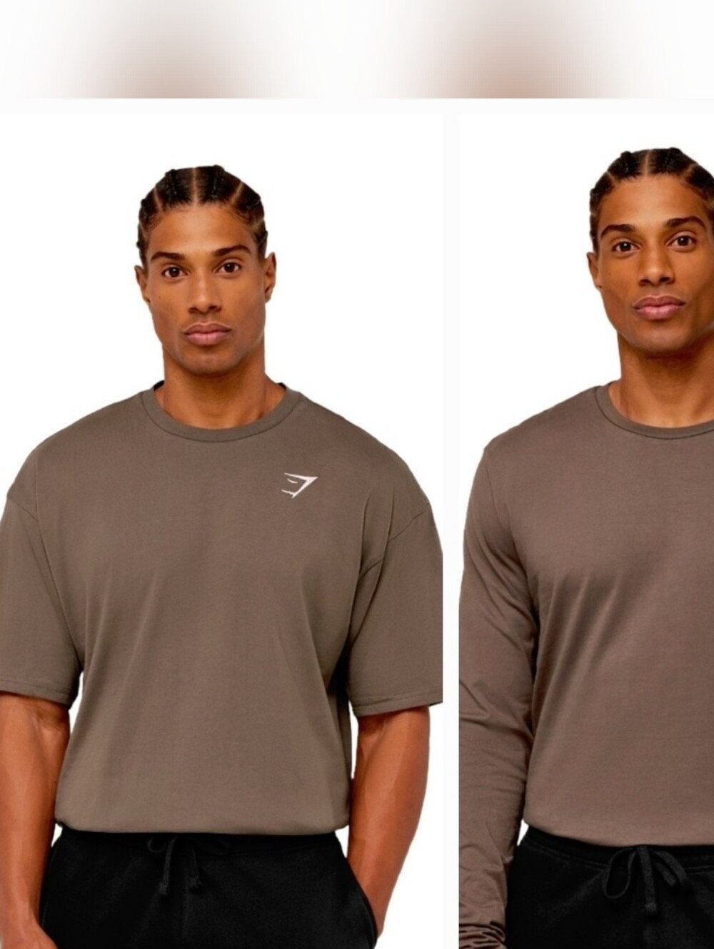 NEW Gymshark Crest Soft Brown Bundle | Short Sleeve + Long Sleeve | Large | NWT